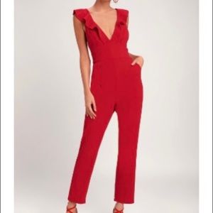 Lulu’s red holiday jumpsuit